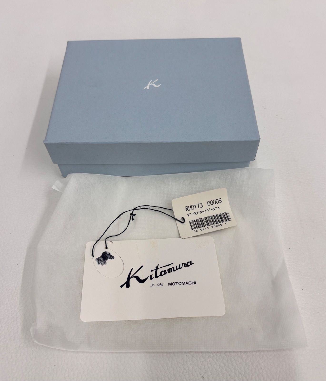 Kitamura キタムラ 財布 二つ折 ダークブルー/ベージュ 未使用 - メルカリ