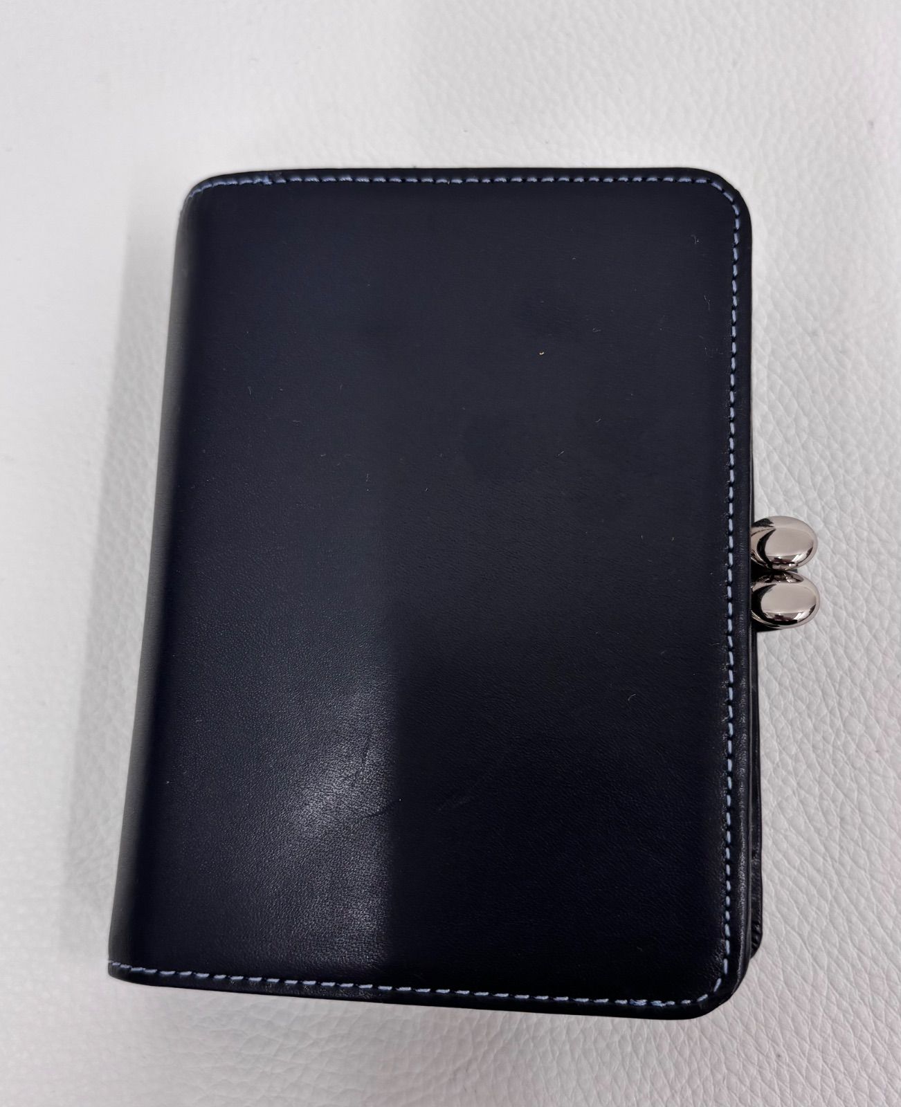 Kitamura キタムラ 財布 二つ折 ダークブルー/ベージュ 未使用 - メルカリ