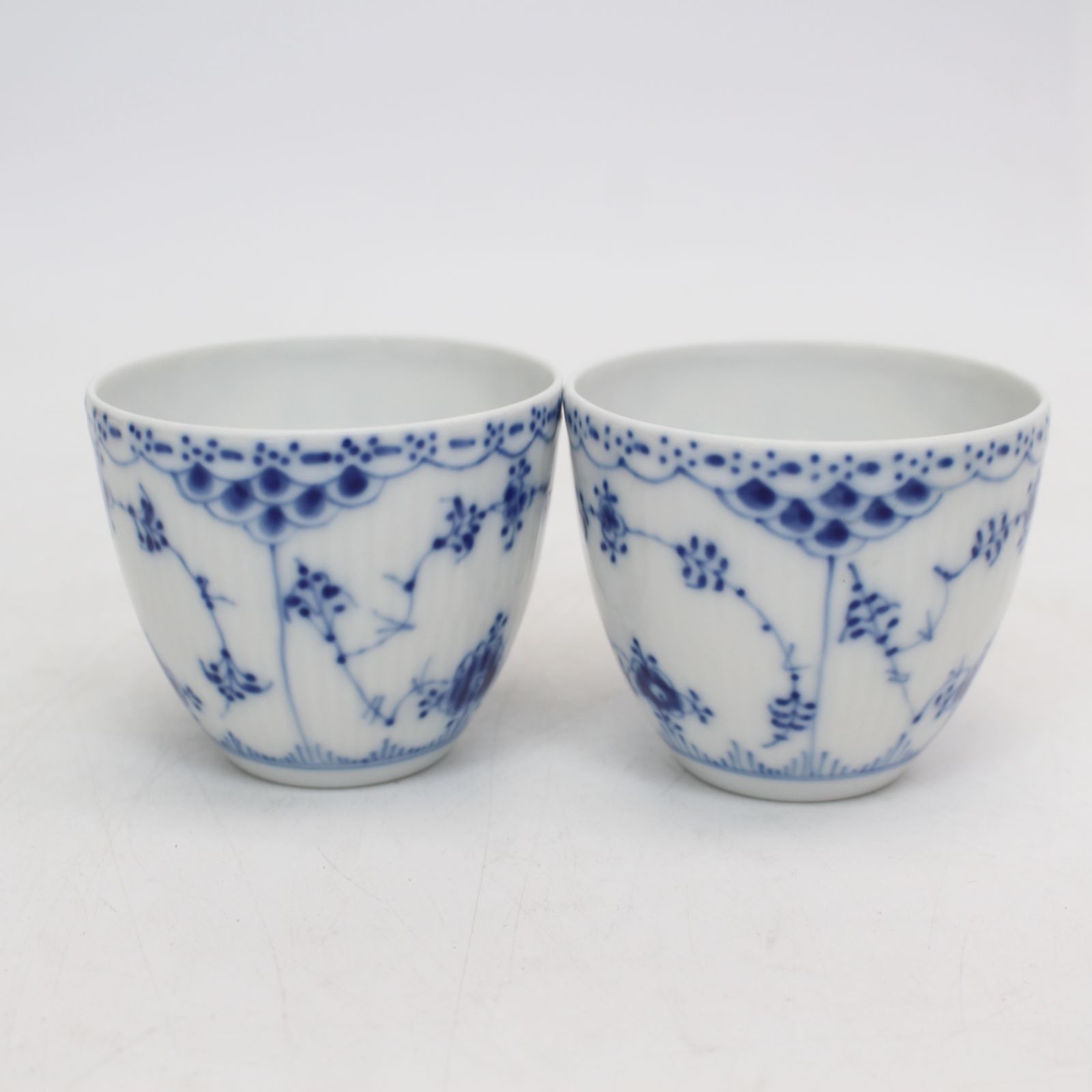  034 2客セット ロイヤルコペンハーゲン ブルーフルテッド ハーフレース カップ-ソーサー ペア ROYAL COPENHAGEN カップ ソーサー コーヒー ティーカップ