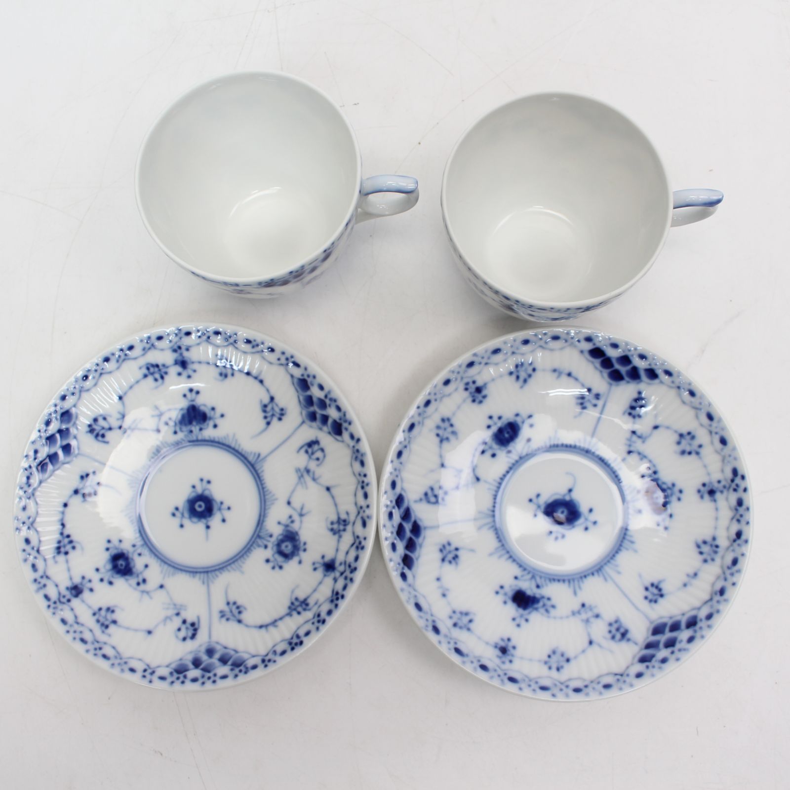 034)【美品/2客セット】ロイヤルコペンハーゲン ブルーフルテッド