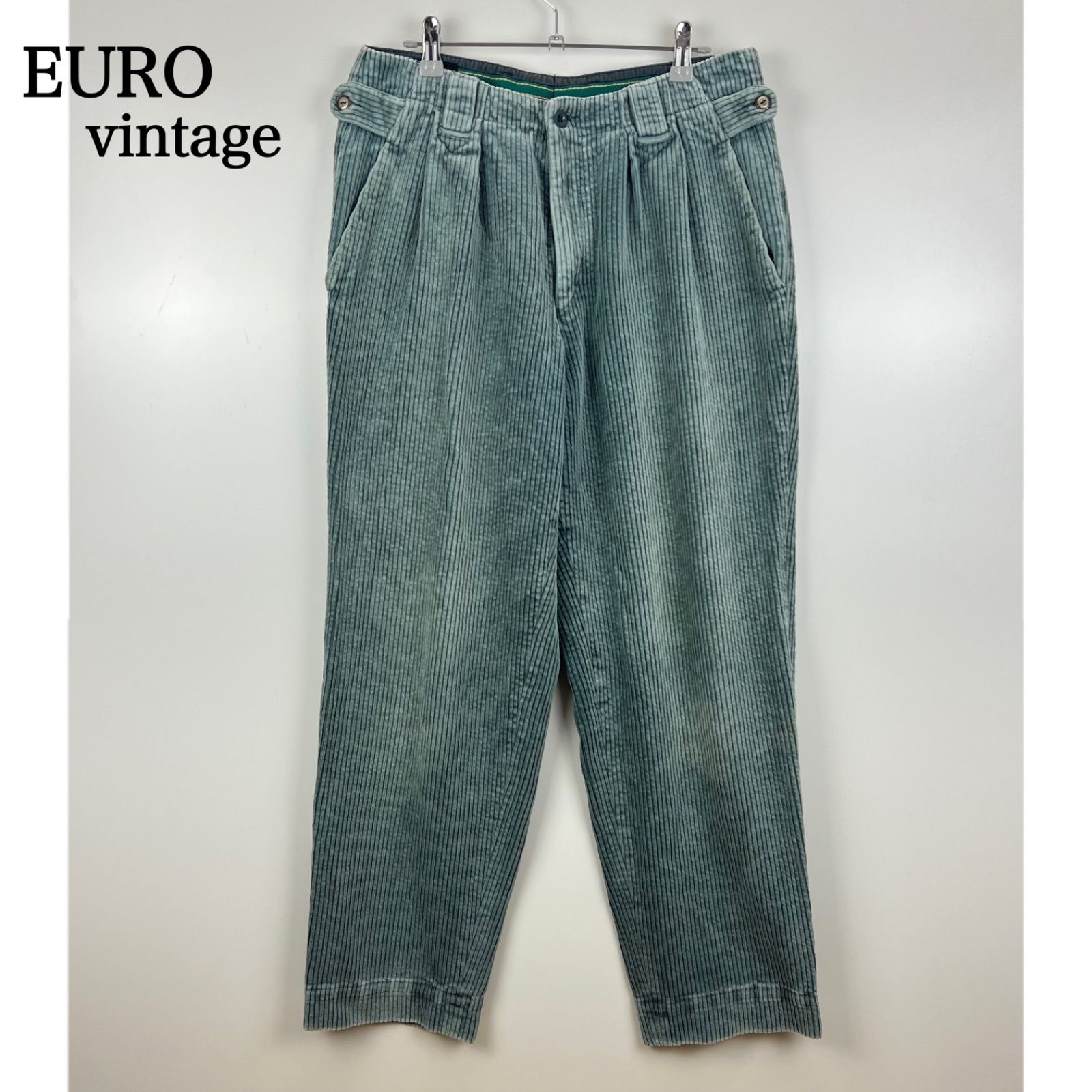 EURO vintage 80s BERGERIE DI CANIA 2tac corduroy pants 32 ユーロ ヴィンテージ コーデュロイ タックパンツ 太畝 OPTI ピンロック 古着