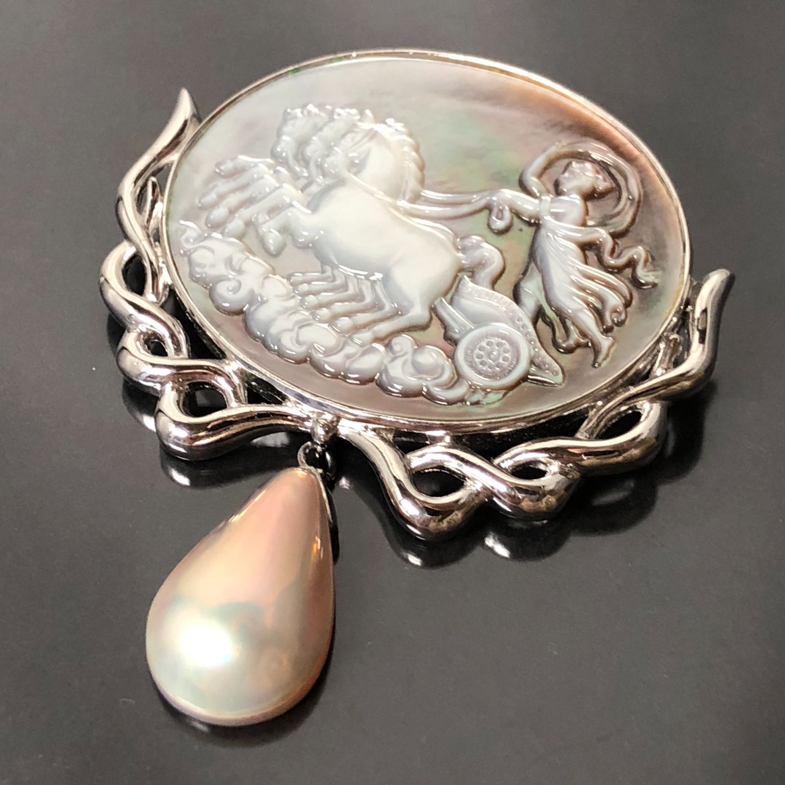 2way ブローチ ペンダントトップ SILVER925 シルバー 真珠 ドロップ型