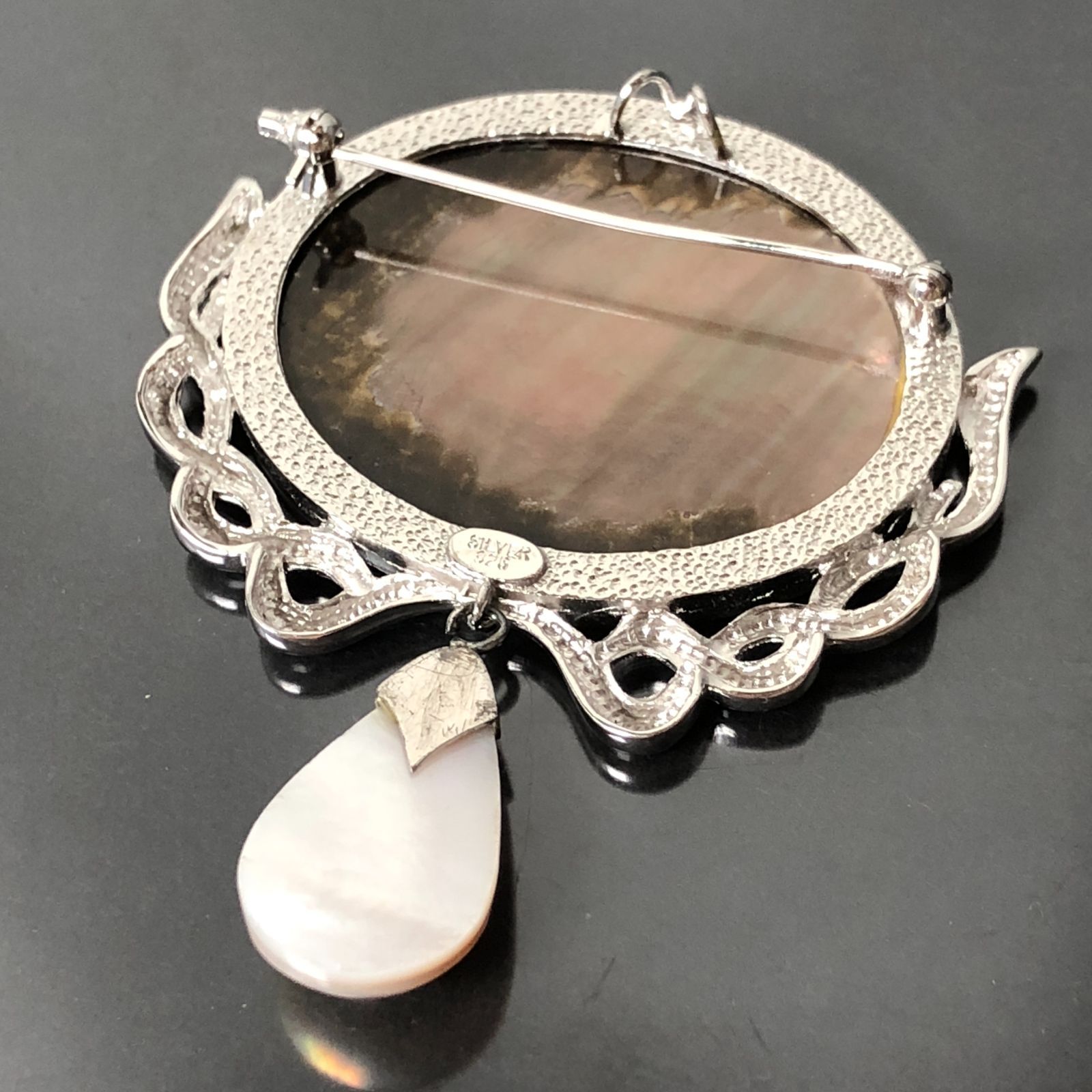 2way ブローチ ペンダントトップ SILVER925 シルバー 真珠 ドロップ型