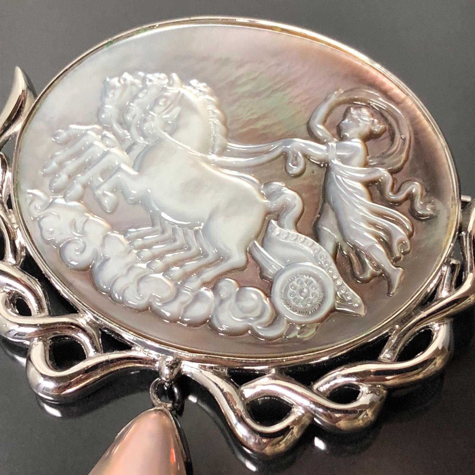 2way ブローチ ペンダントトップ SILVER925 シルバー 真珠 ドロップ型