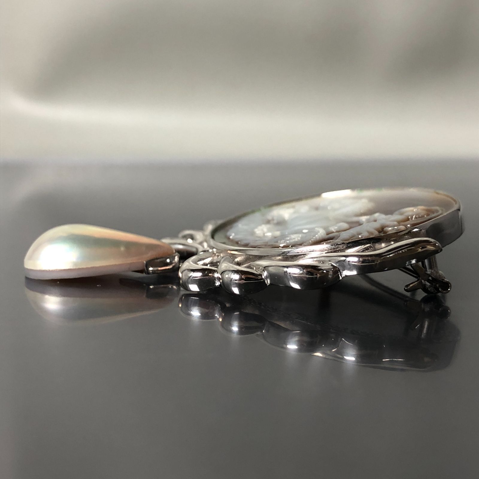 2way ブローチ ペンダントトップ SILVER925 シルバー 真珠 ドロップ型