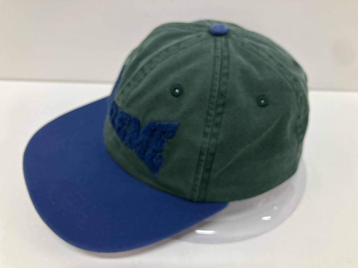 Supreme シュプリーム キャップ ロゴ 2-tone グリーン-ブルー ワードローブ フィット感