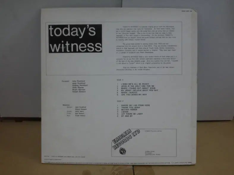 UK LP Today s Witness ー 1973 年 早い Folk ステージピアノ その他 