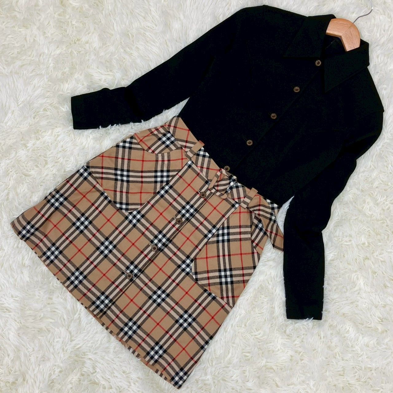 バーバリーブルーレーベル ドッキングワンピース 膝丈ワンピース