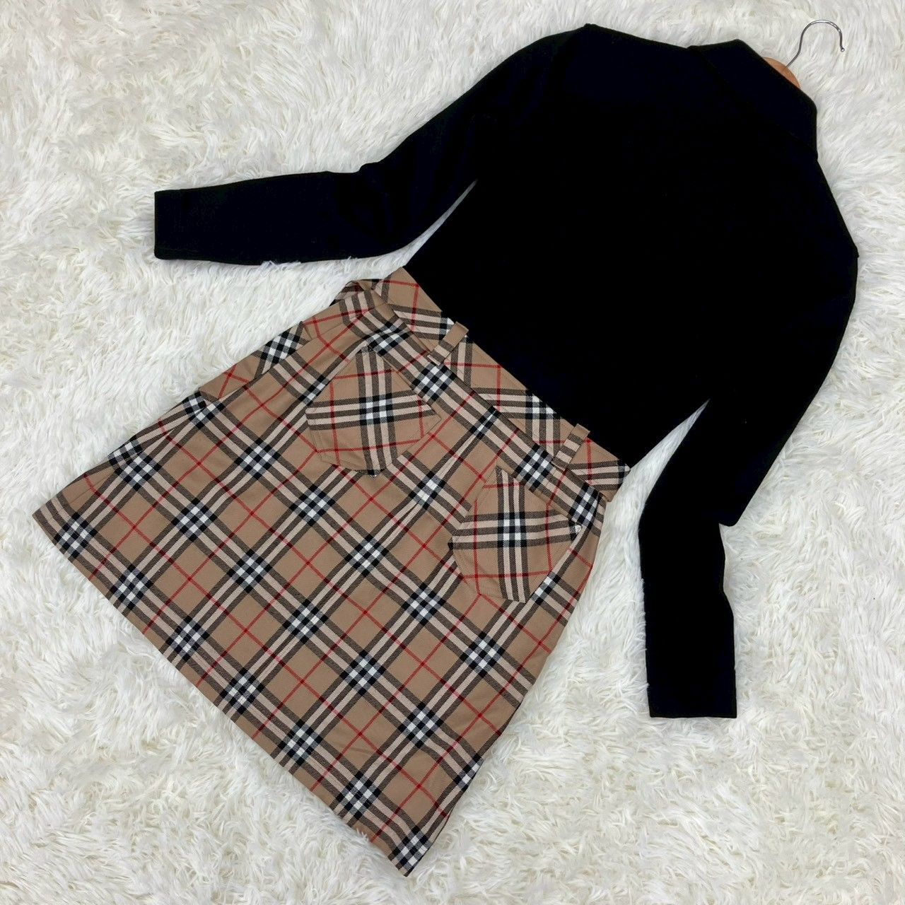 バーバリーブルーレーベル ドッキングワンピース 膝丈ワンピース