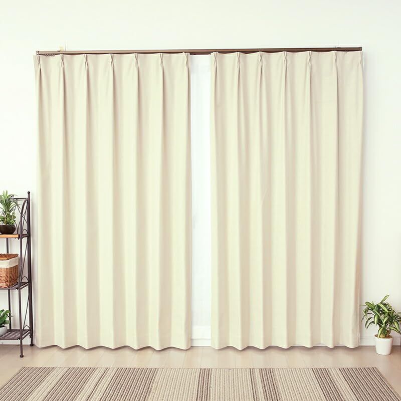 最安値，品質保証 【新着商品】「ファイル」 無地 5417アイボリーIV 幅150x丈190cm1枚入り 保温 150×190 節電 断熱 断熱 保温 遮光率100％ 防寒 省エネ 完全遮光カーテン 冷暖房効果アップ 厚手 カーテン
