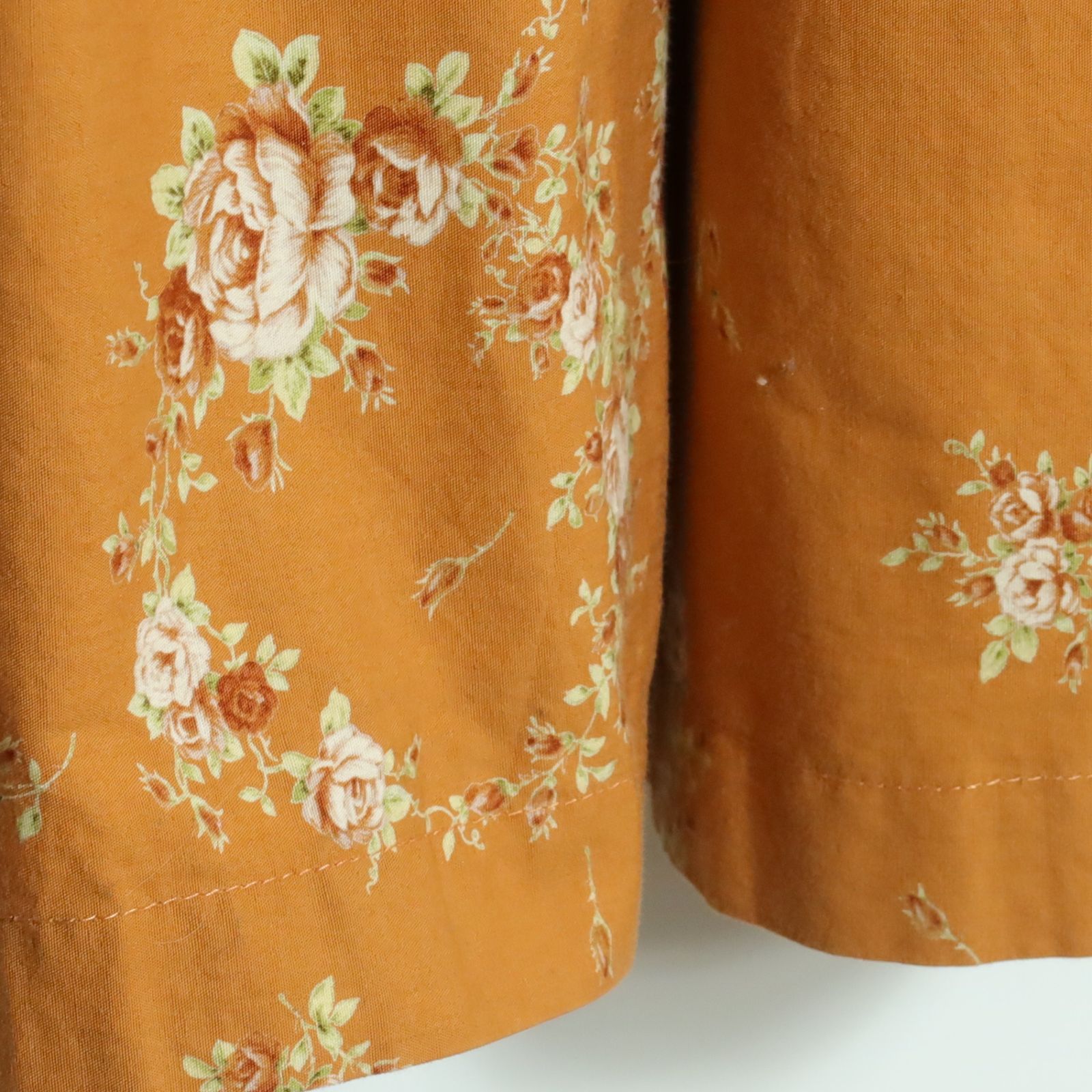 カネコイサオ☆ローズpt♪半袖ワンピース オレンジブラウン系 パフ袖