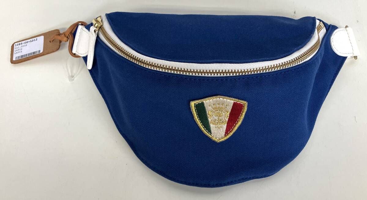 Felisi フェリージ ITALIA ウエストバッグ ボディバッグブルー キャンバス YKK ベルト調整 エンブレム レディース メンズ 1085-OS LD 12