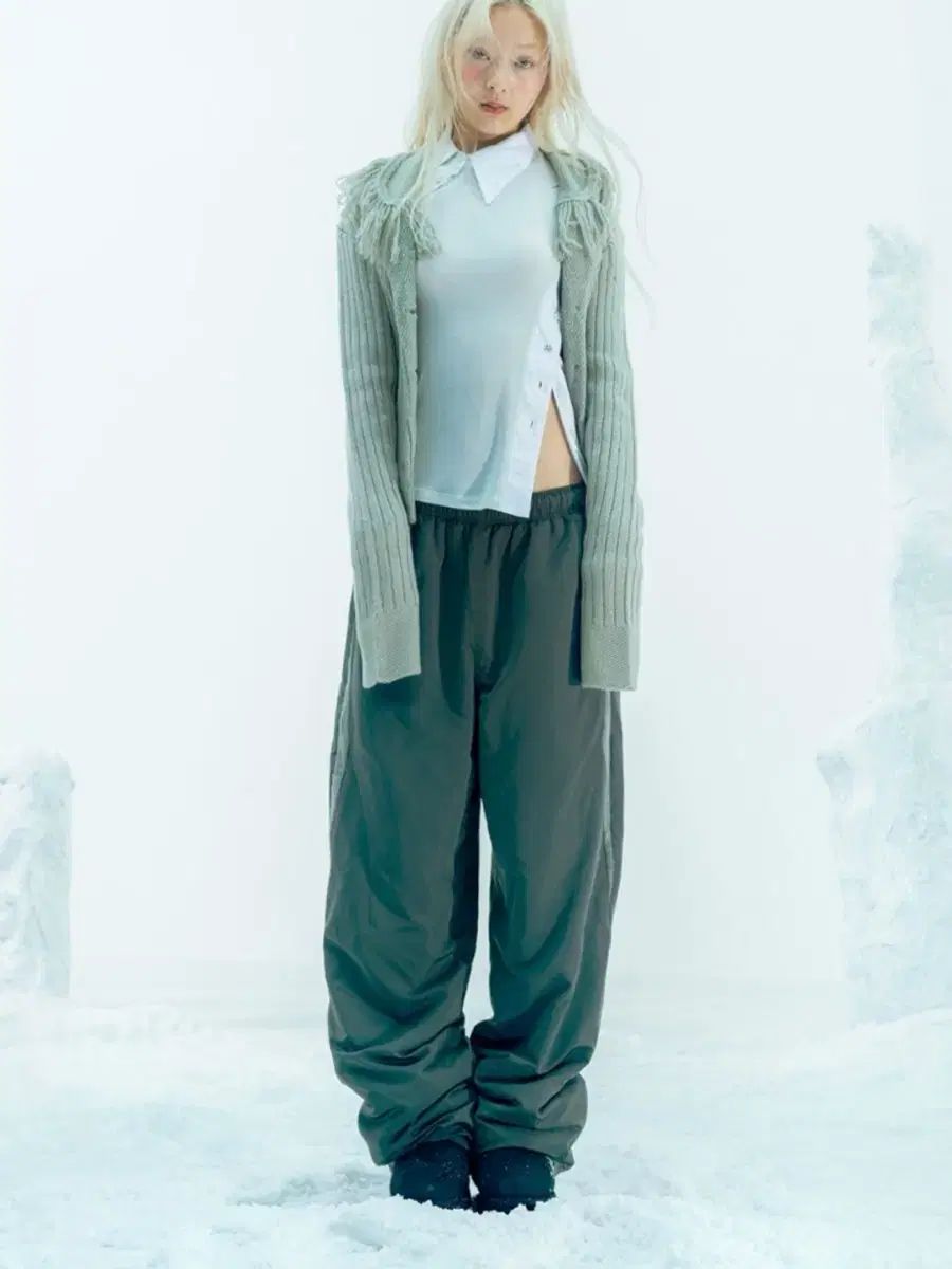 OJOS フリース ナイロン パンツ チャコール