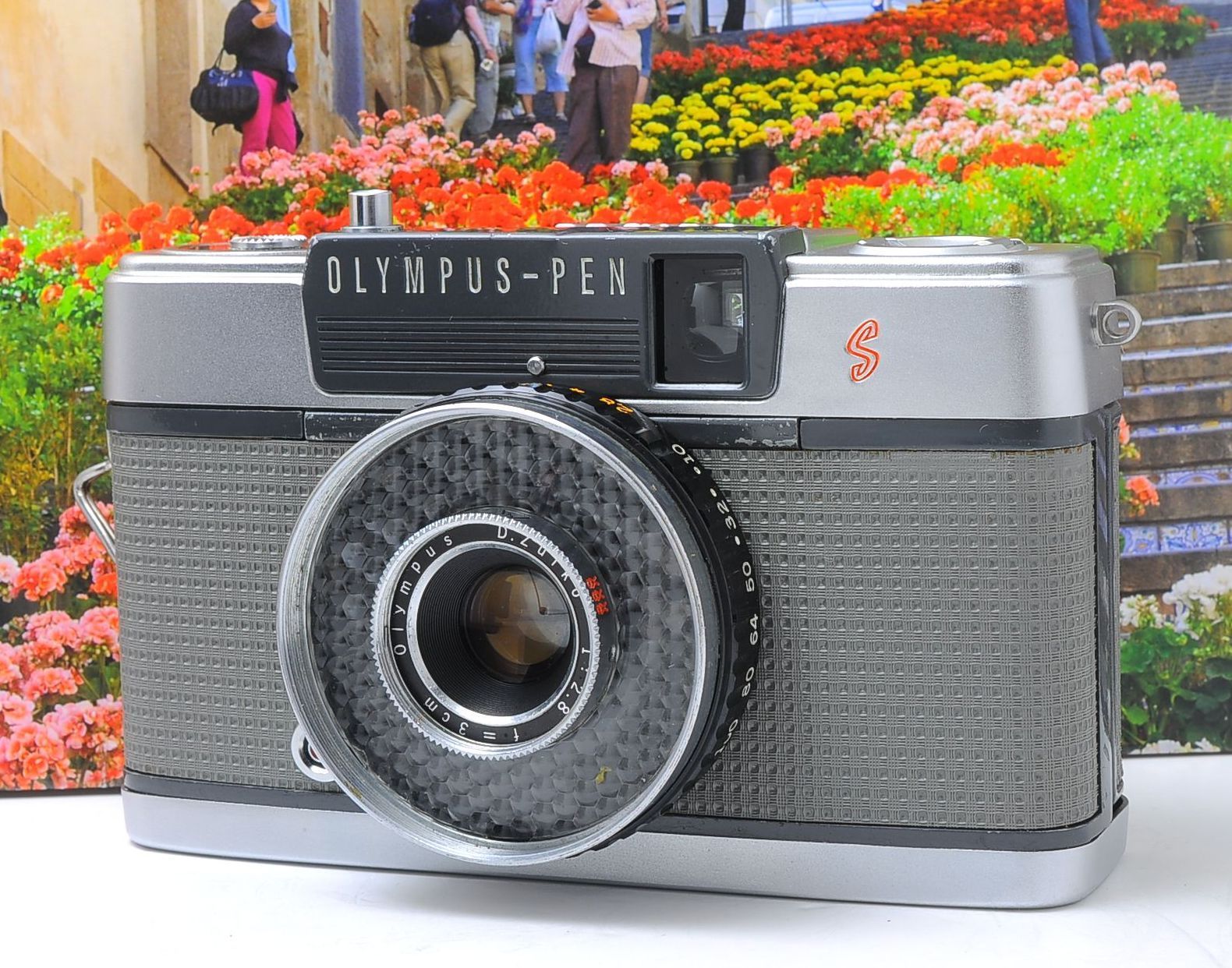 【試写あり＊本革に張り替え】昭和レトロカメラ OLYMPUS PEN EE 人気のグレー貼り革！OLYMPUS PEN EE／軽量コンパクト／レトロ写真に