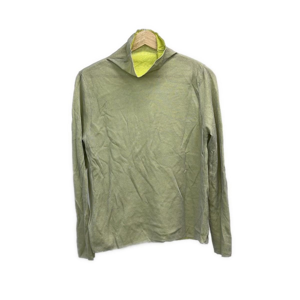 AMERI アメリ 長袖カットソー サイズF レディース - グレー×イエローグリーン タートルネック