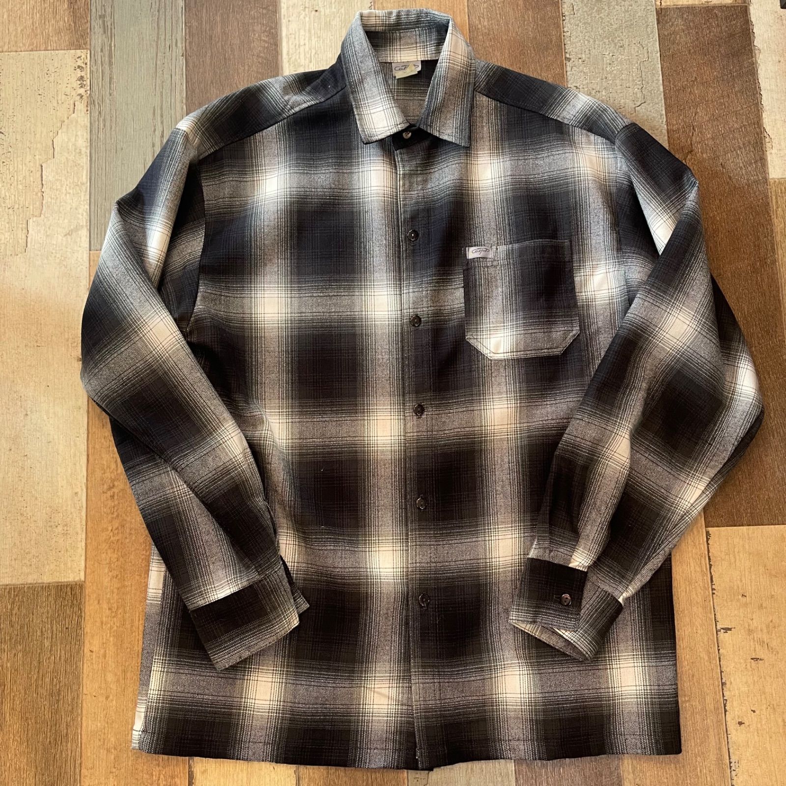 CalTop オンブレチェックシャツ ブラック