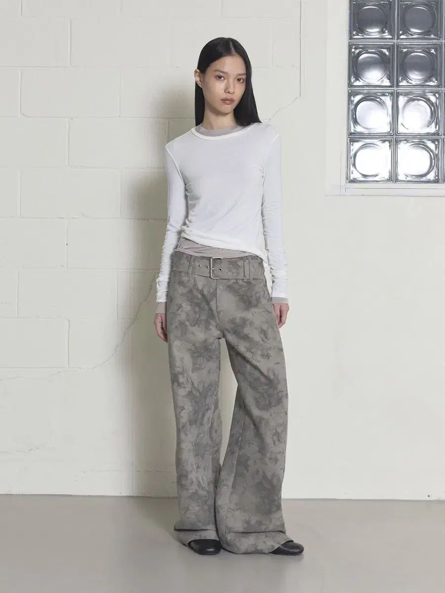 オーデス ジャガード ベルト トラウザー ベージュ