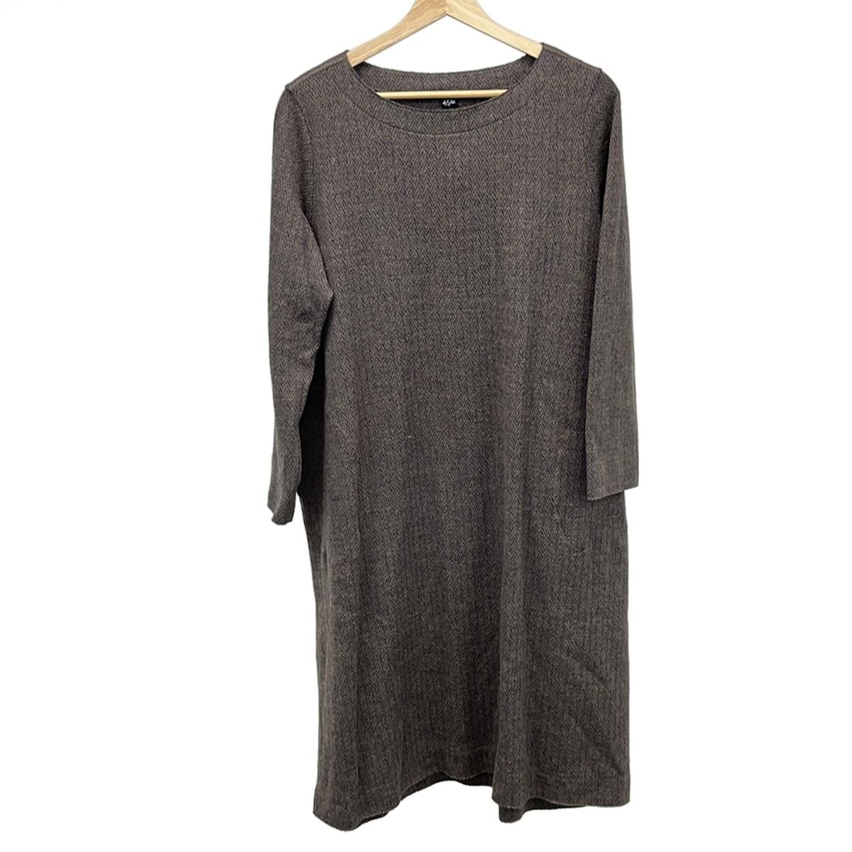 45 R フォーティーファイブ アール ワンピース サイズ０ XS レディース ダークベージュ ダークネイビー クルーネック 長袖 ロング
