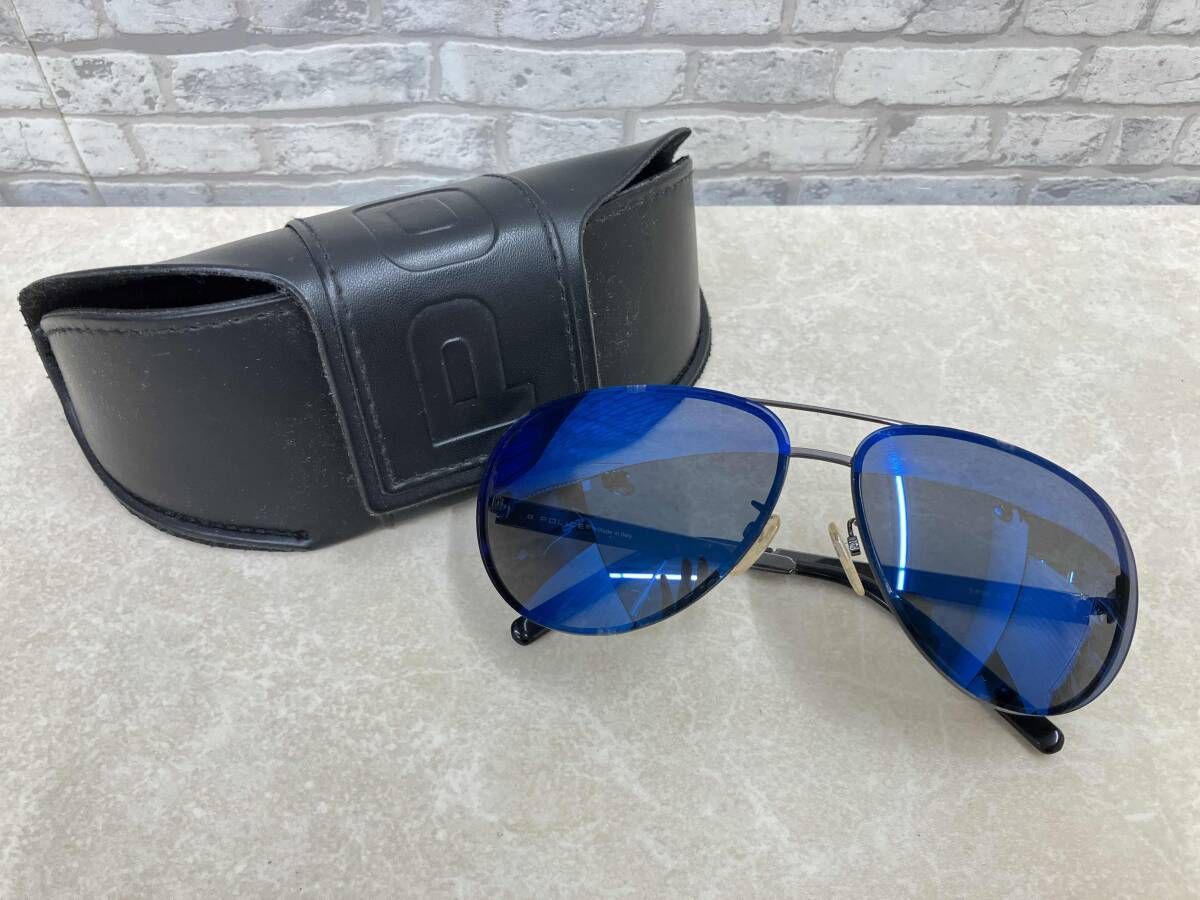 POLICE ポリス S 8188 col.568 ティアドロップ サングラス アイウェア メンズ ブラック×ブルー系 63□14-133 ケース付