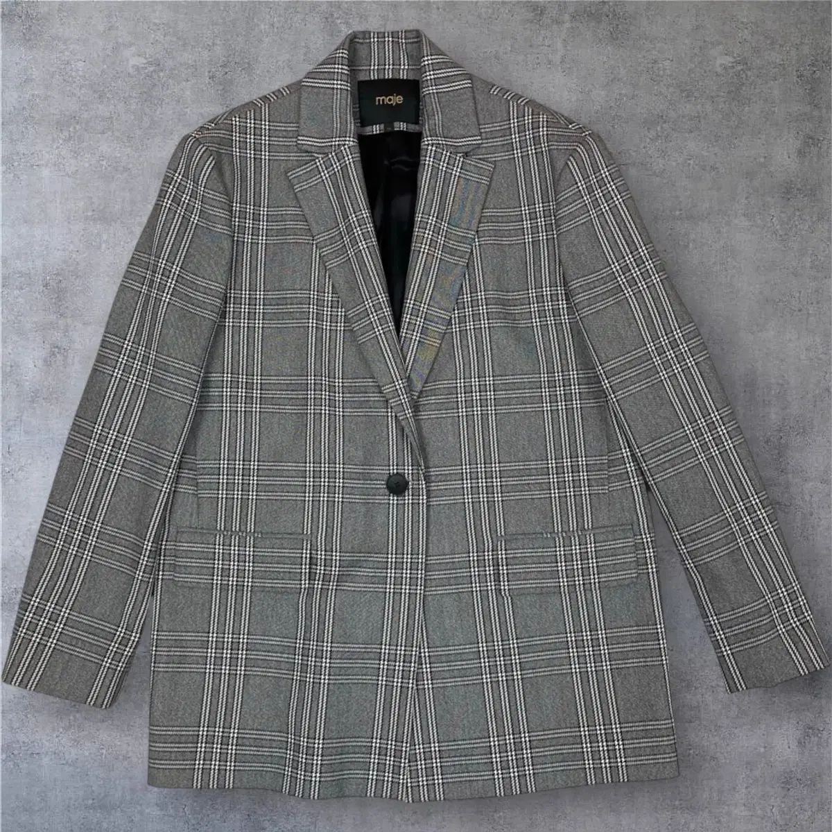 マージュ Maje グレー CHECK ブレーザー ハイウエスト ハーフパンツ セットアップ 38
