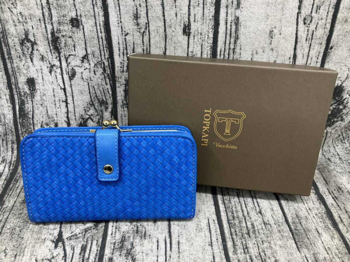 TOPKAPI トプカピ 二つ折り財布 ブルー 馬革 豚革 箱有 511-14-01003