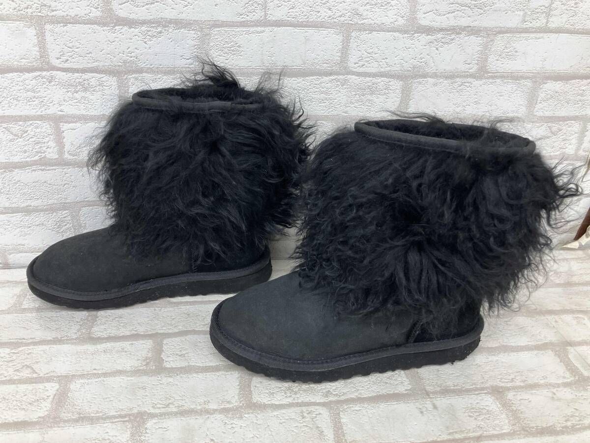 UGG W SHEEP SKIN CUFF BOOT 1875 アグ ショートブーツ ファー ムートン ブラック レディース 23 cm
