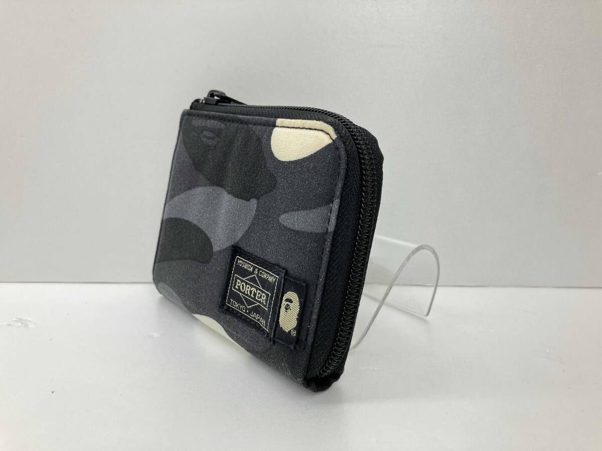 A BATHING APE × PORTER アベイシングエイプ×ポーター CAMO MINI WALLET M 財布 小銭入れ 箱 ブラック 通年