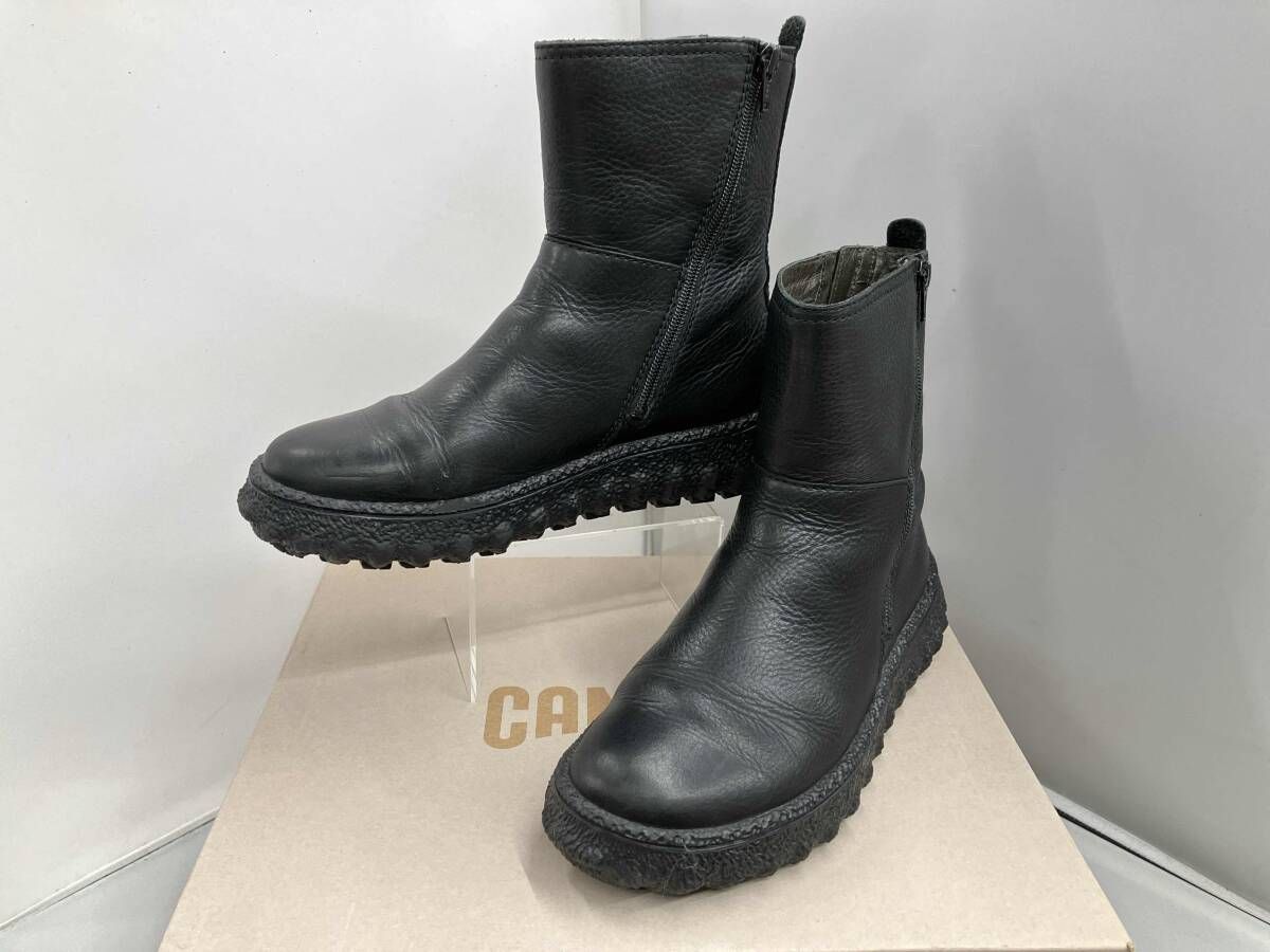 CAMPER キャンパー K 400462-001 ショートブーツ レザー サイズ24.5㎝ ブラック 履き皺あり 箱つき
