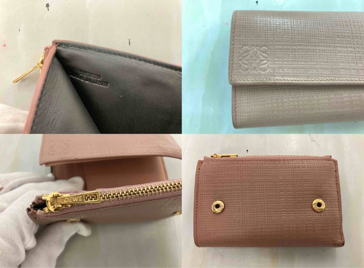LOEWE ロエベ アナグラム ウォレット 財布 三つ折り レザー ピンク 箱 