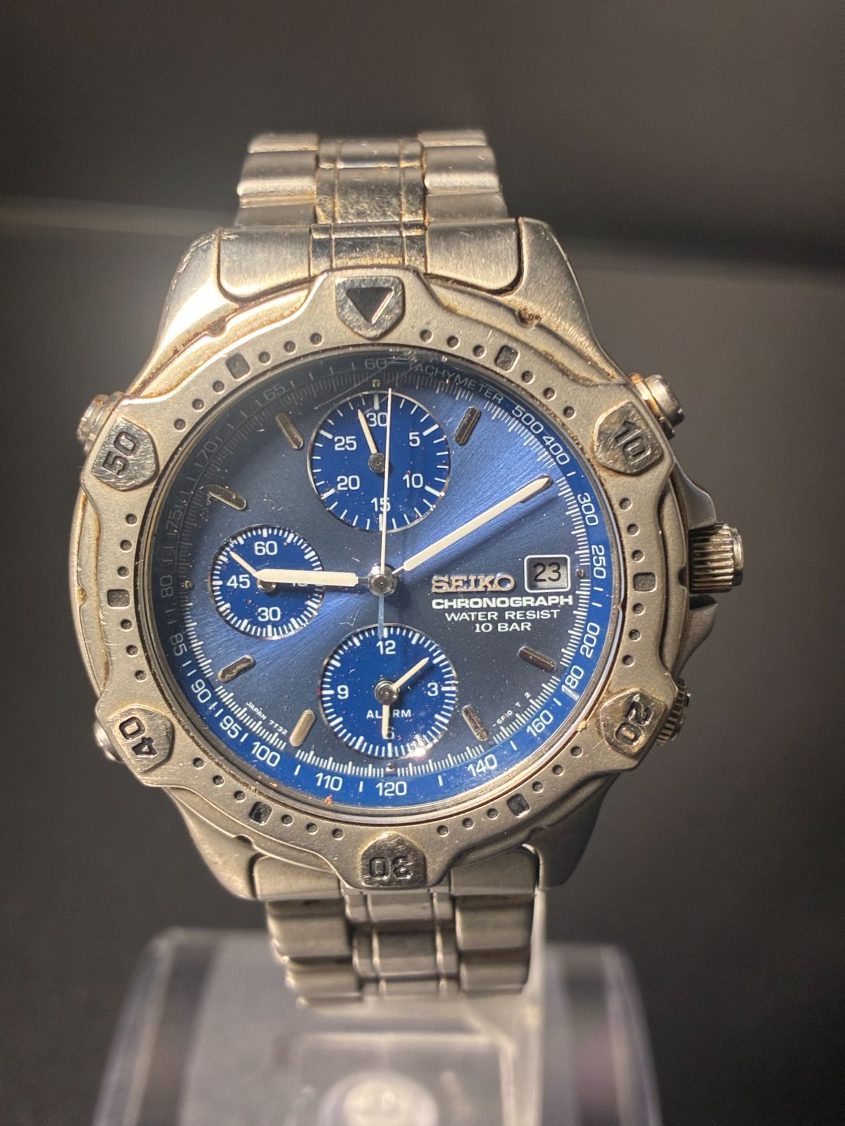 セイコー クロノグラフメンズ時計 青文字盤