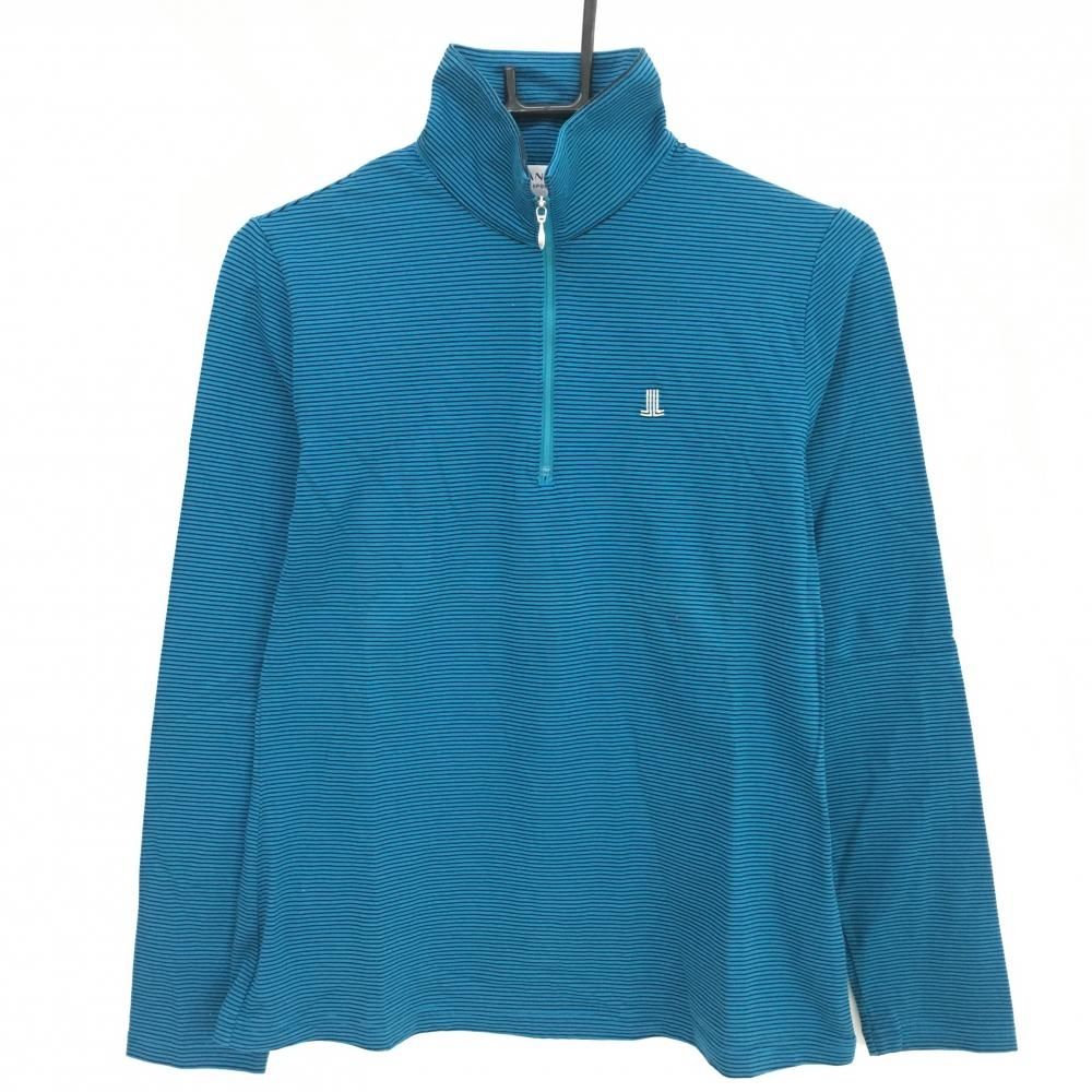 超美品】ランバンスポール 長袖ハイネックシャツ ブルー×黒 ボーダー