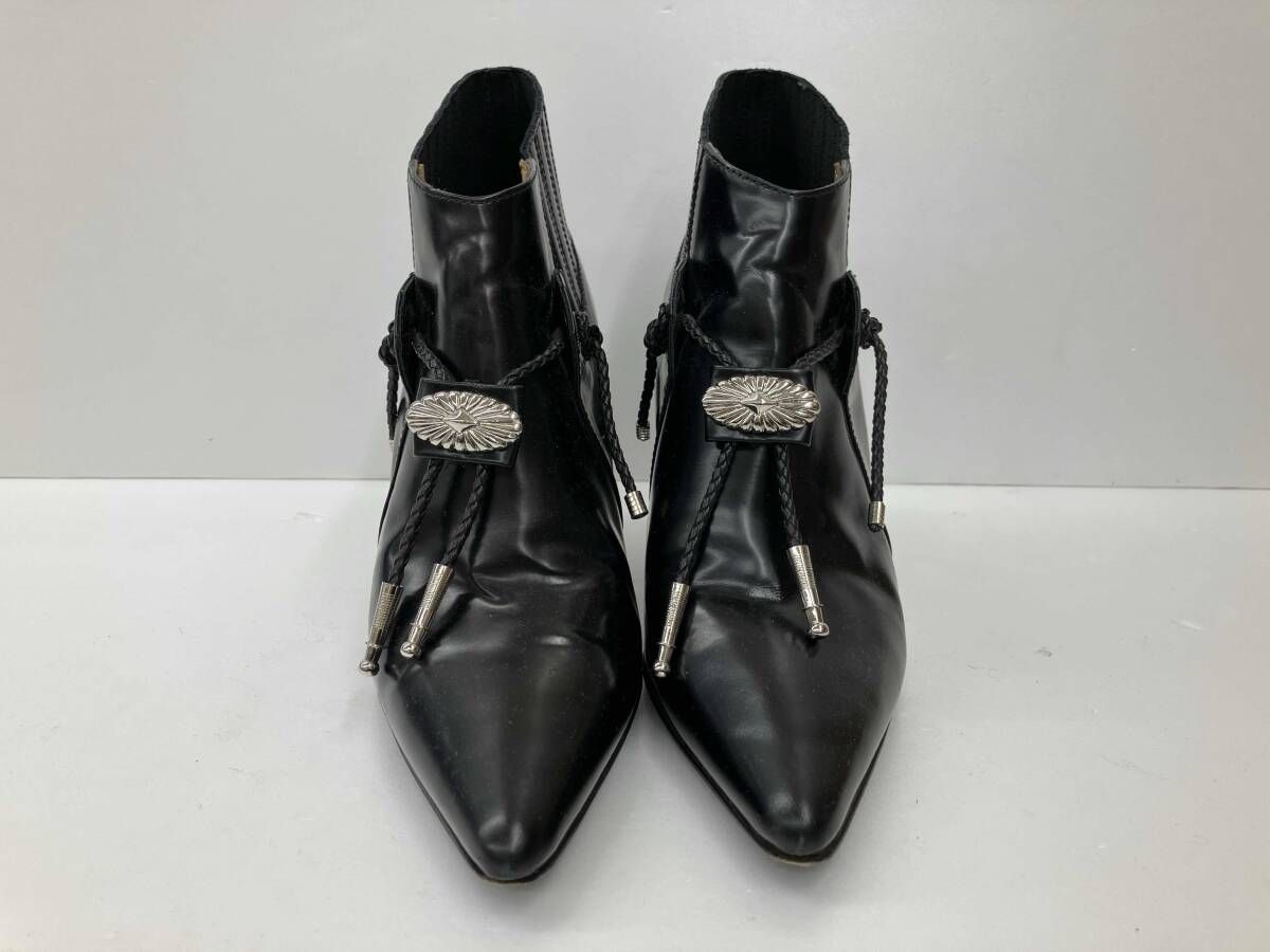 TOGA PULLA トーガ プルラ ポインテッドトゥ チャンキーヒールコンチョショートブーツ 09190 サイズ36 ブラック 通年