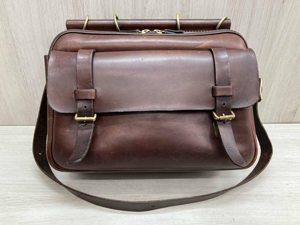 HERZ ヘルツ 棒屋根鞄 ショルダーバッグ 全体的に使用感あり 革割れあり