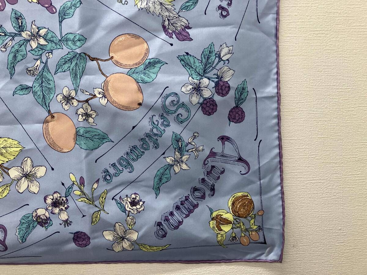 タグ付き manipuri マニプリ シルクスカーフ 花柄 総柄 ブルー