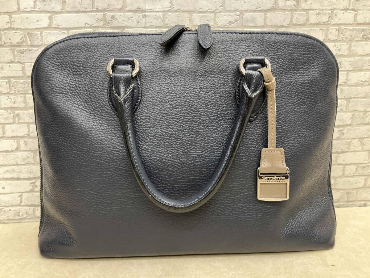 ショルダーストラップ ファスナー錆ありSamsonite サムソナイト ブリーフケース 書類かばん ネイビー