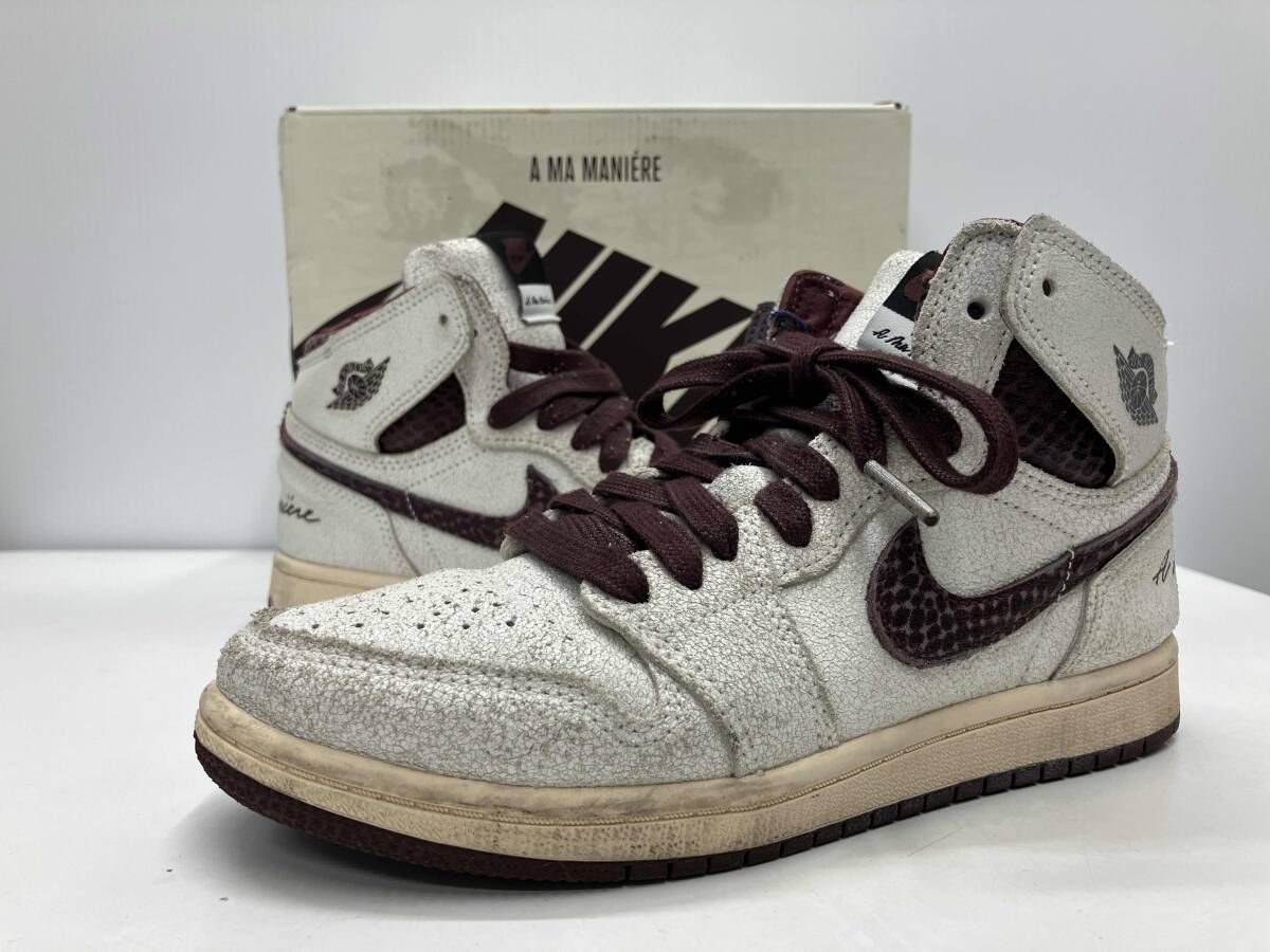き A Ma Maniere×NIKE アママニエール ナイキ PS AIR JORDAN 1 RETRO HIGH OG SAIL AND BURUNDY DO 7099 100 21.5 cm