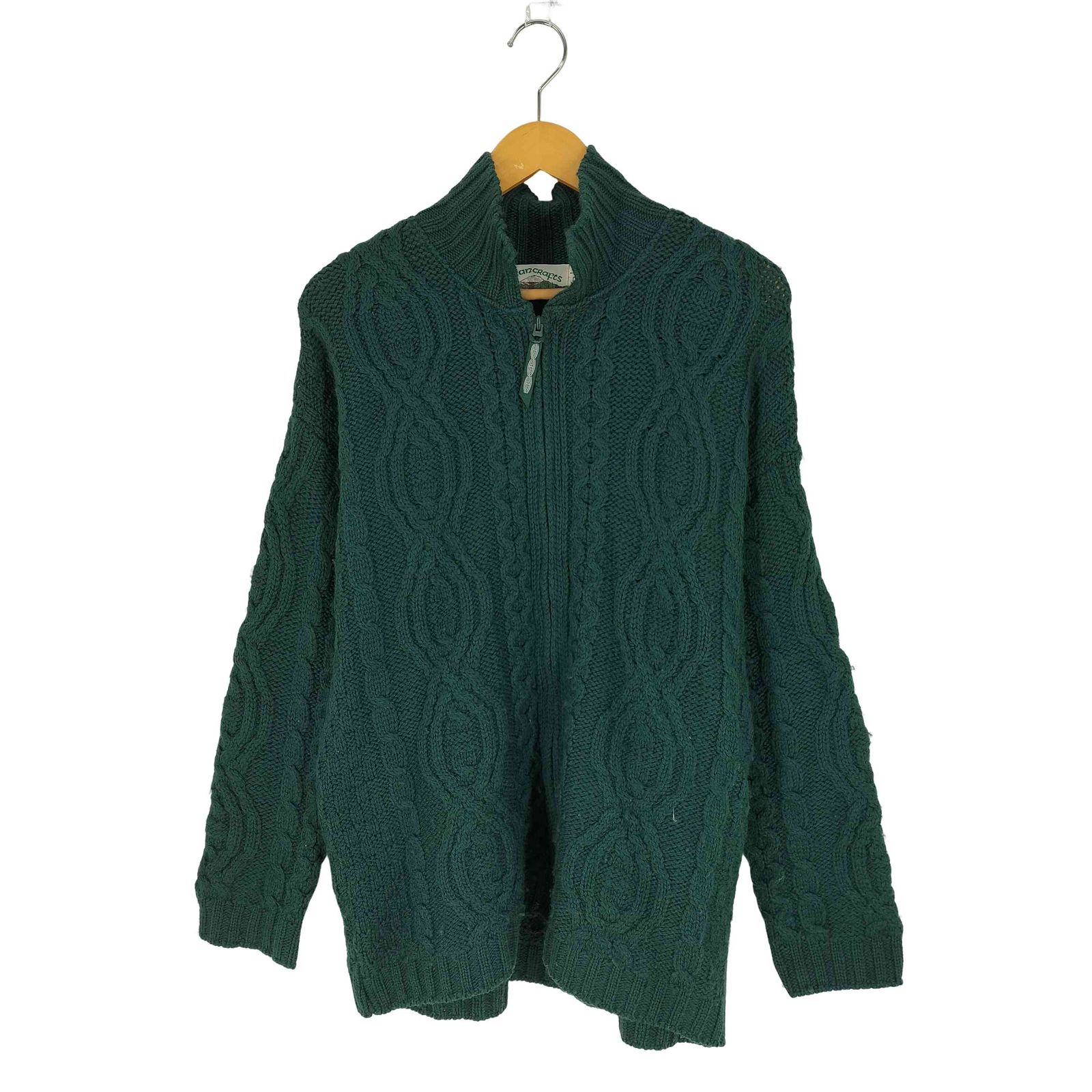 aran crafts(アランクラフト) 80S~90S アイルランド製 100%メリノウール フィッシャーマン  ジップニット メンズ import：L 【中古】【ブランド古着バズストア】 アランクラフト 販売 aran crafts 80S~90S アイルランド製 100%メリノ