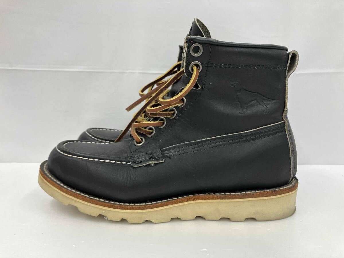 キャロライナ モックトゥブーツ レースアップブーツ ワークブーツ レザー サイズ7 ブラック 通年