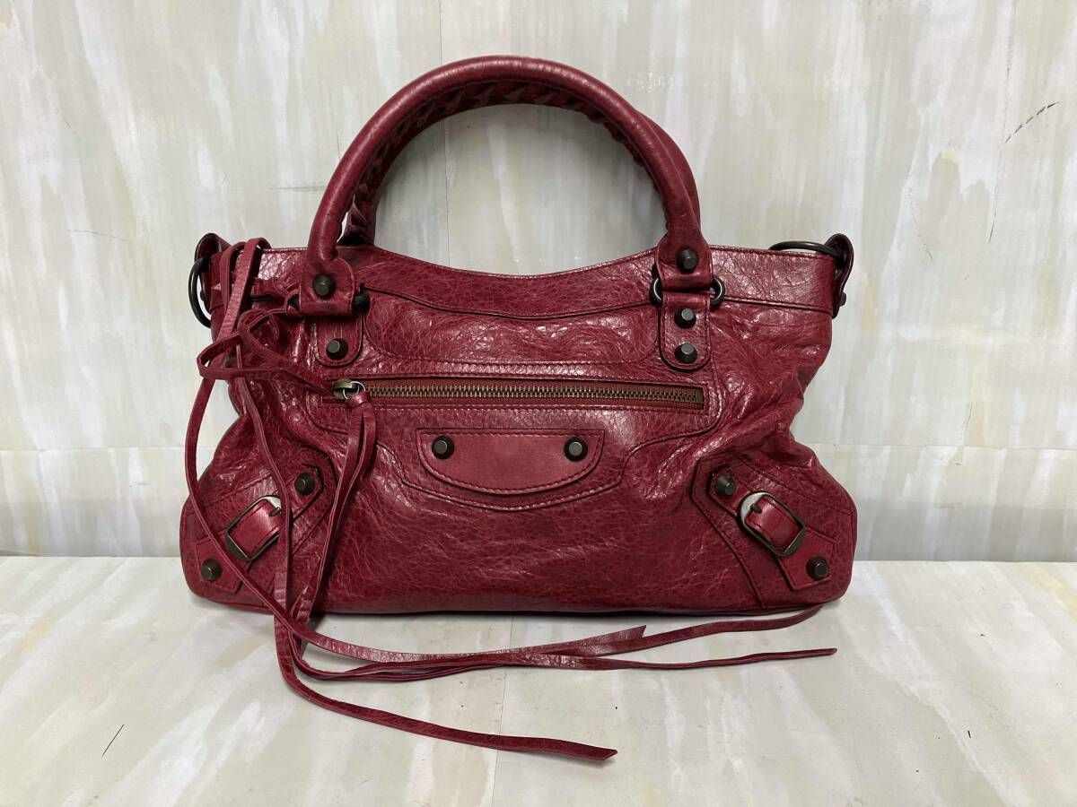 バレンシアガ ザ ファースト 2 way ハンドバッグ ワンショルダー 103208 ローズレッド ミラー付き