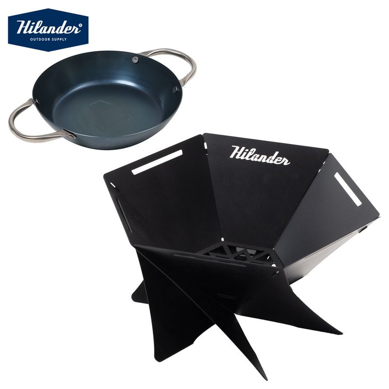 Hilander ハイランダー なセット 六花スタッキングパン 焚き火台 六花 りっか Black Edition
