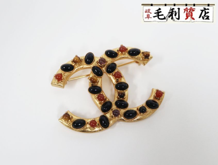 シャネル CHANEL ココマーク ゴールド GP 01 A ブローチ ストーン ヴィンテージ レディース アクセサリー