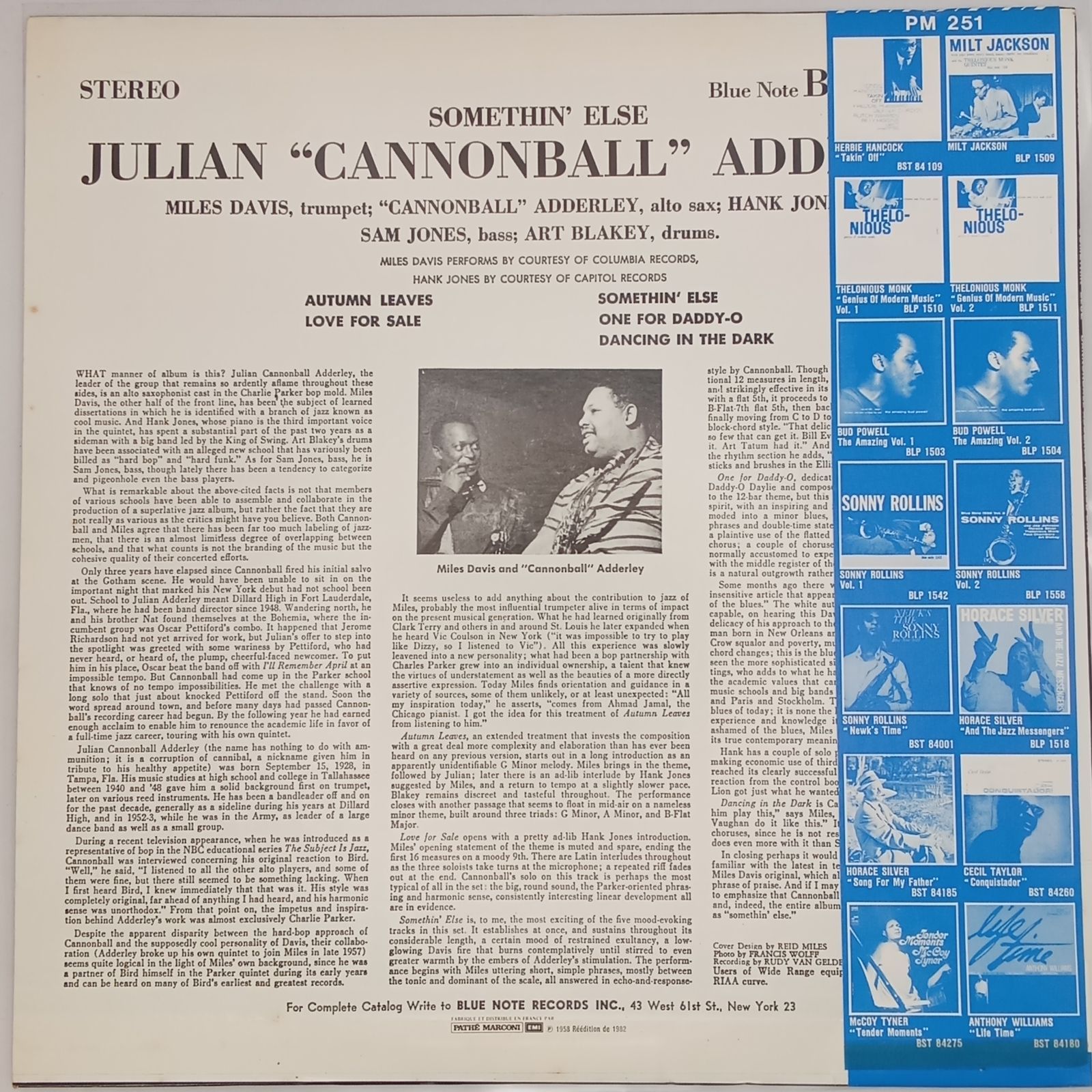 blue note1595キャノンボールアダレイ　サムシンエルスPURE LP CANNONBALL ADDERLEY - Cannonball Adderley - Somethin' Else LP
