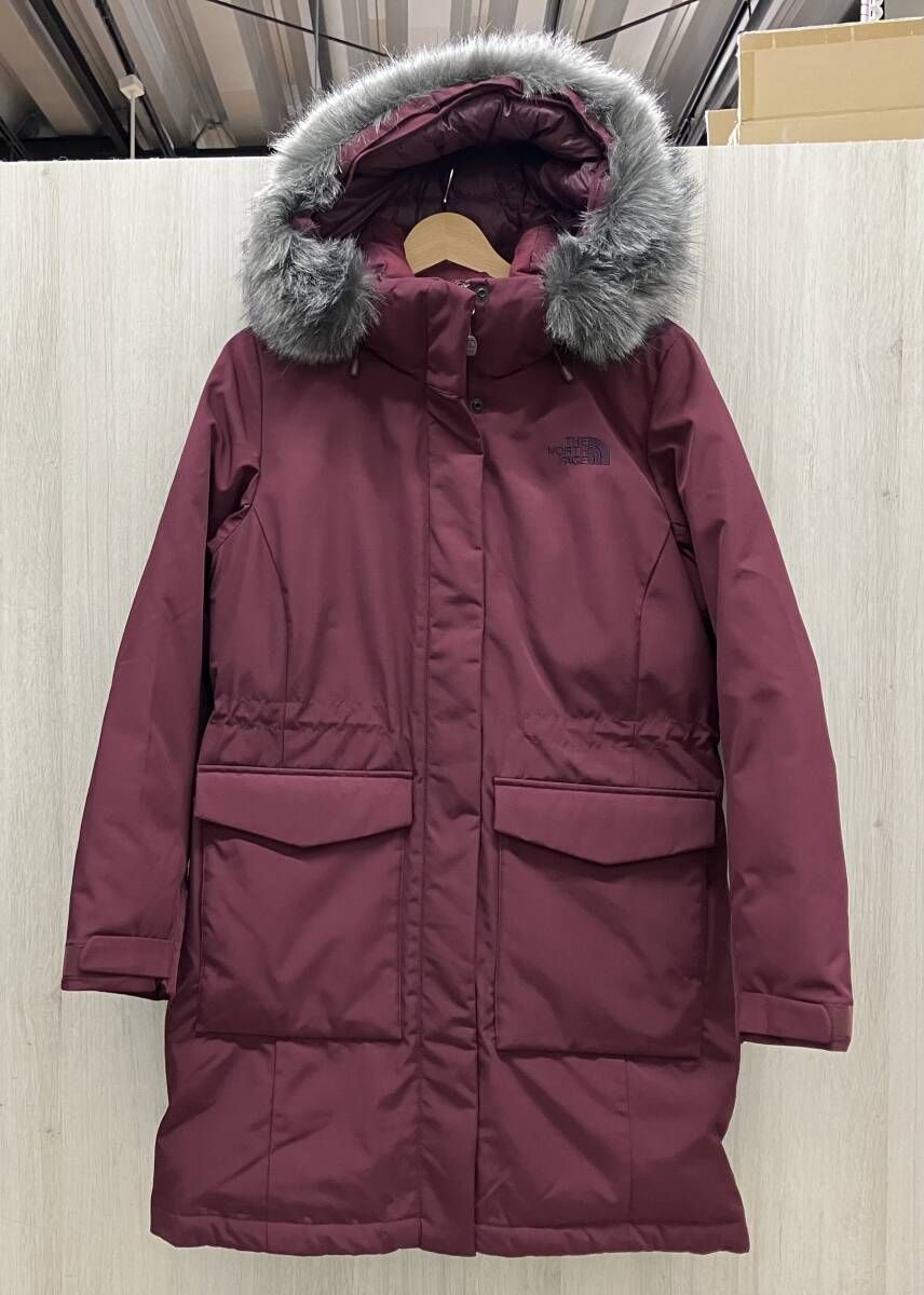 THE NORTH FACE ノースフェイス ダウンコート ファーフード着脱 Mサイズ ロゴ刺繍 ワイン