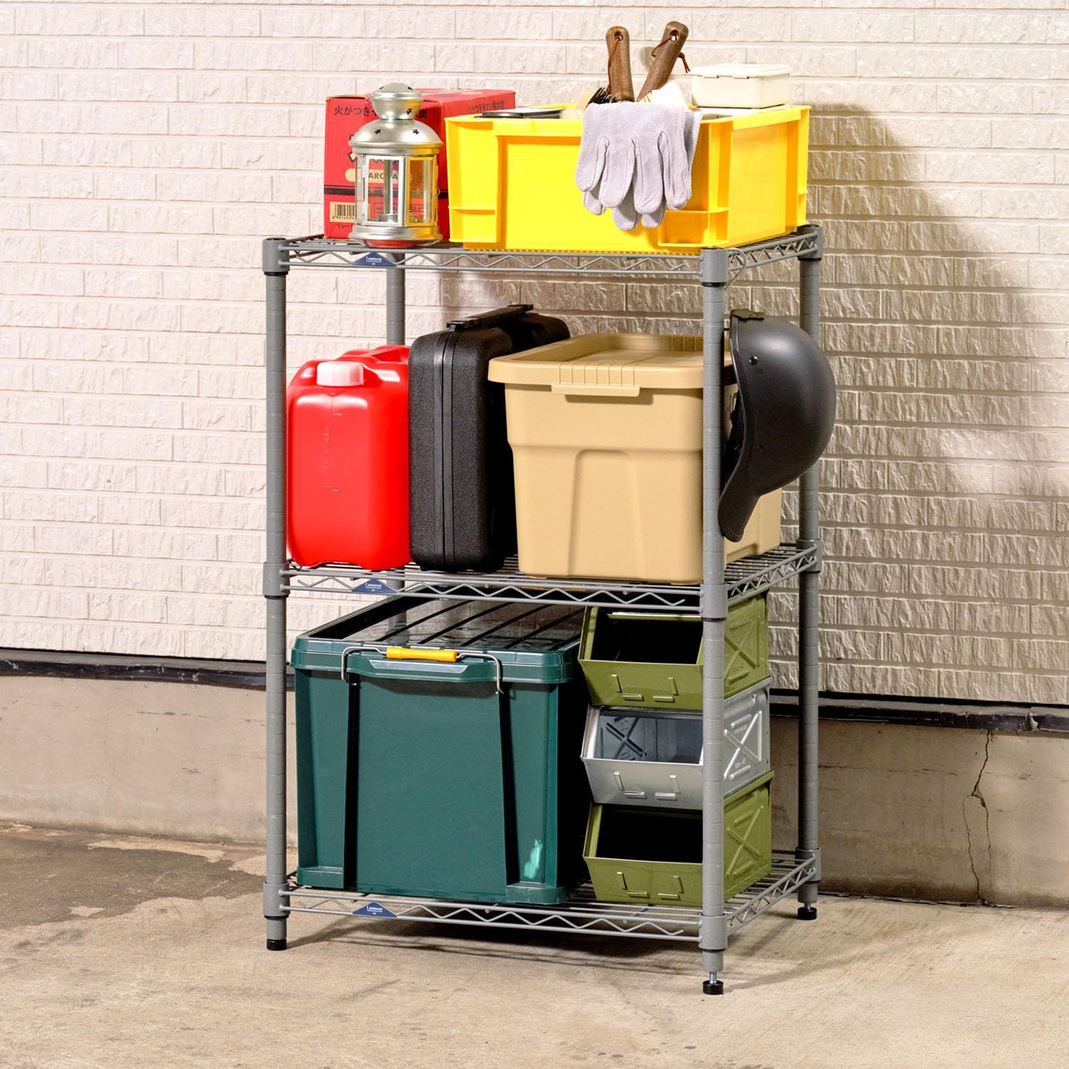 ドウシシャ サビにくい 屋外用ラック 幅60 ルミナス エクステリアラック グレー 3段 EX 25-603 GY 幅61×奥行46×高さ90 cm ポール径25 mm スチールラック ガーデニングラック ベランダラック 棚