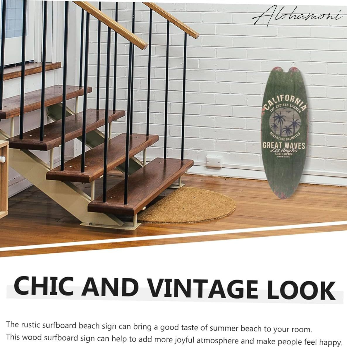 ALOHAMONI] ヴィンテージ アメリカン ウッド サーフボード サイン