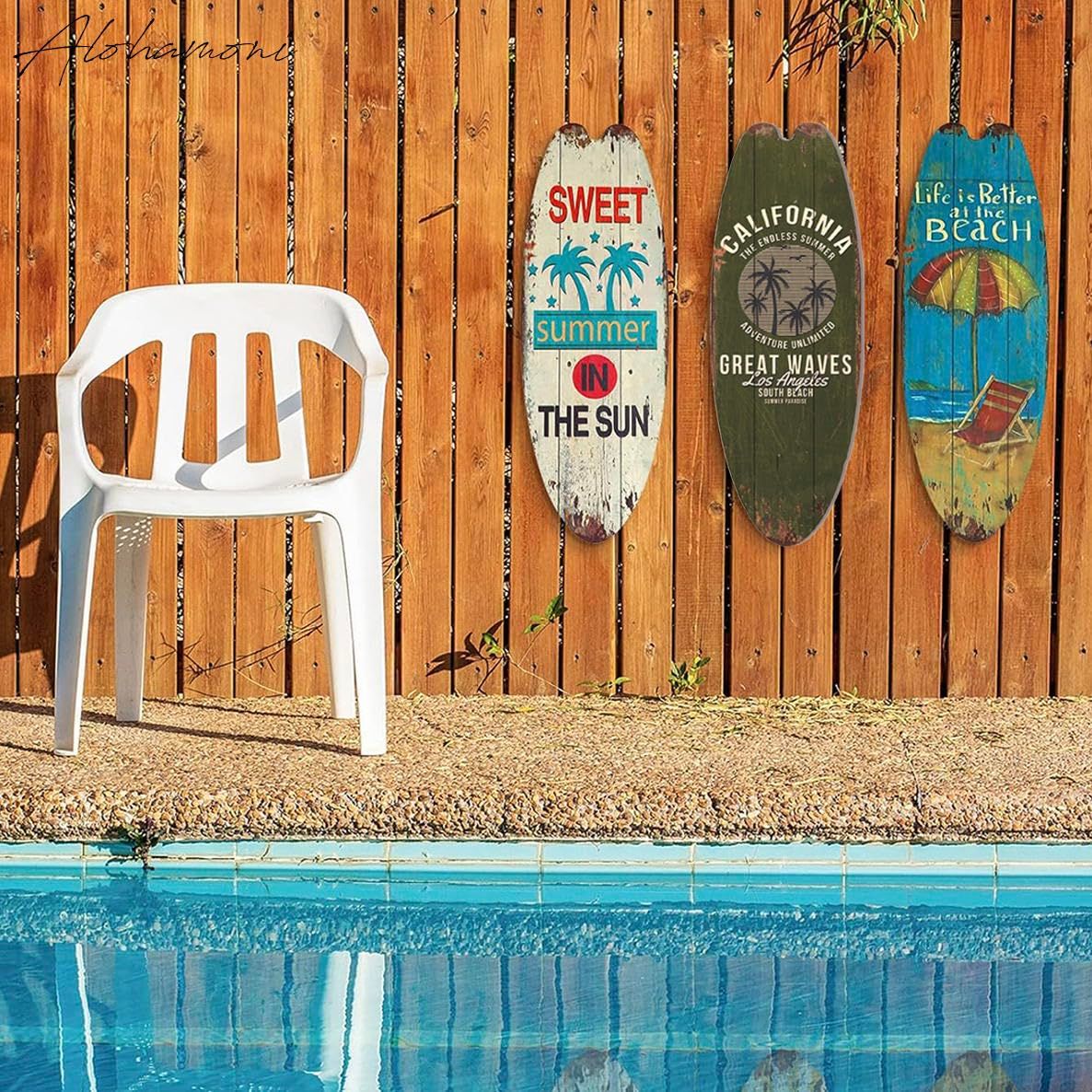 ALOHAMONI] ヴィンテージ アメリカン ウッド サーフボード サイン