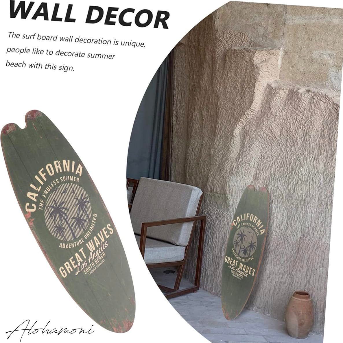 ALOHAMONI] ヴィンテージ アメリカン ウッド サーフボード サイン