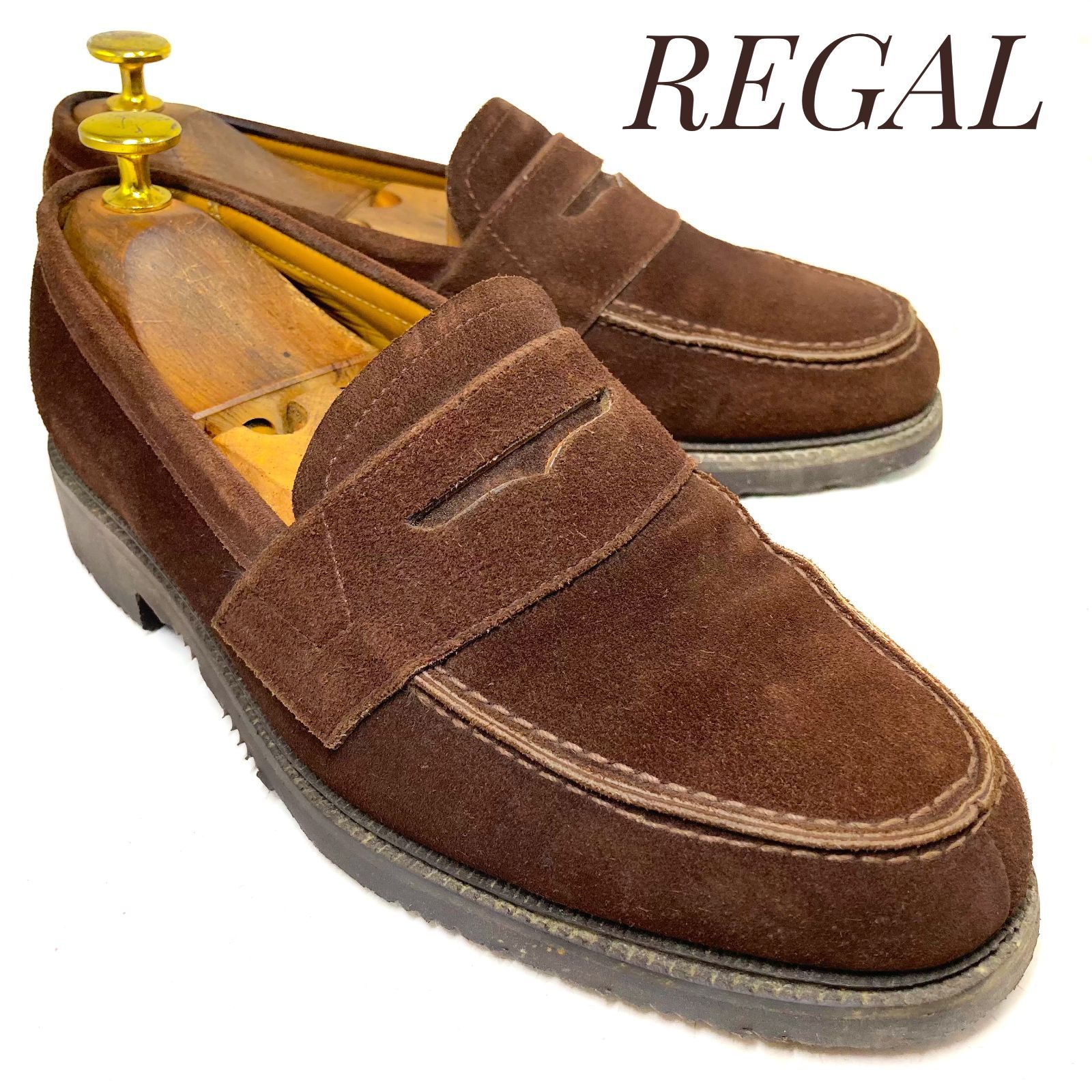 REGAL リーガル スウェード コインローファー ハーフサドル SNOW HOLD