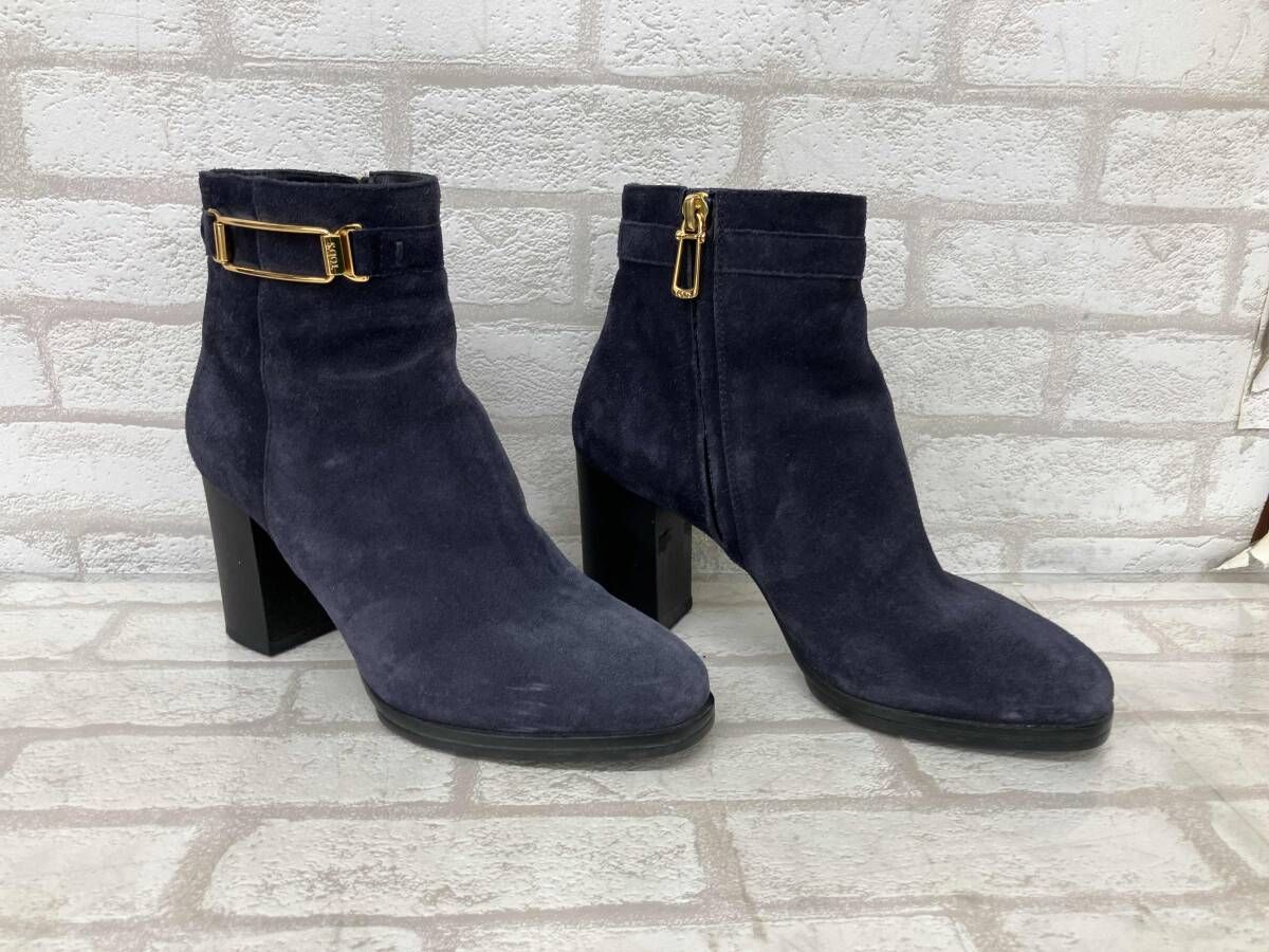 TOD S トッズ ショートブーツ レディース ネイビー ヒール インポート イタリア製