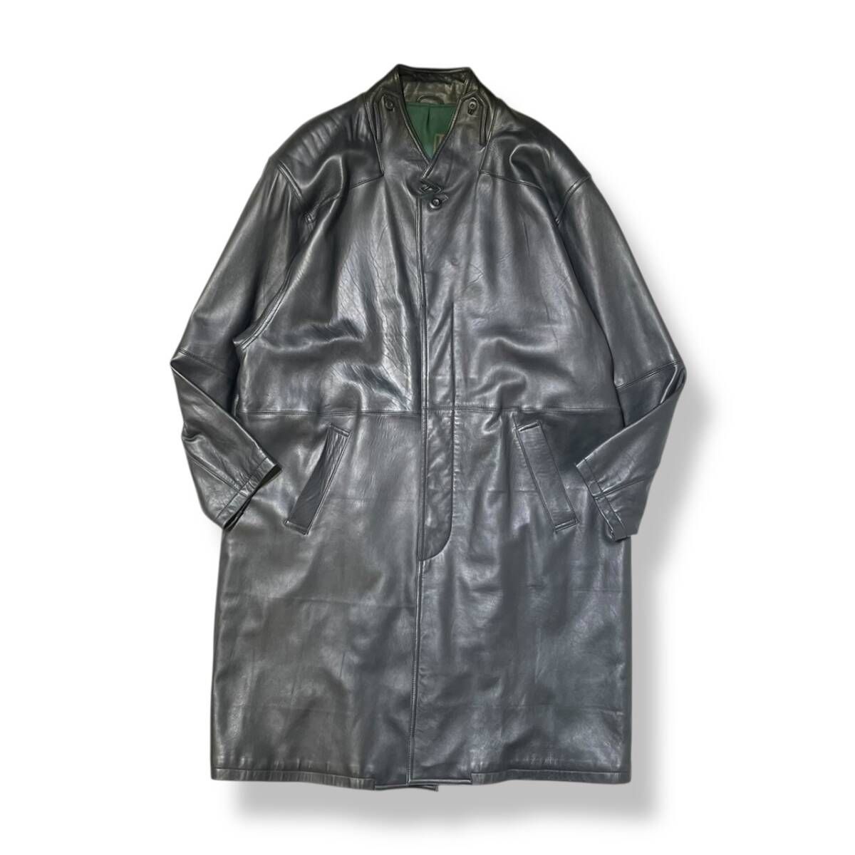 × MARITHE GIRBAUD コート スタンドカラーレザーコート ブラック M 782-7-3202 ミレジム マリテフランソワジルボー